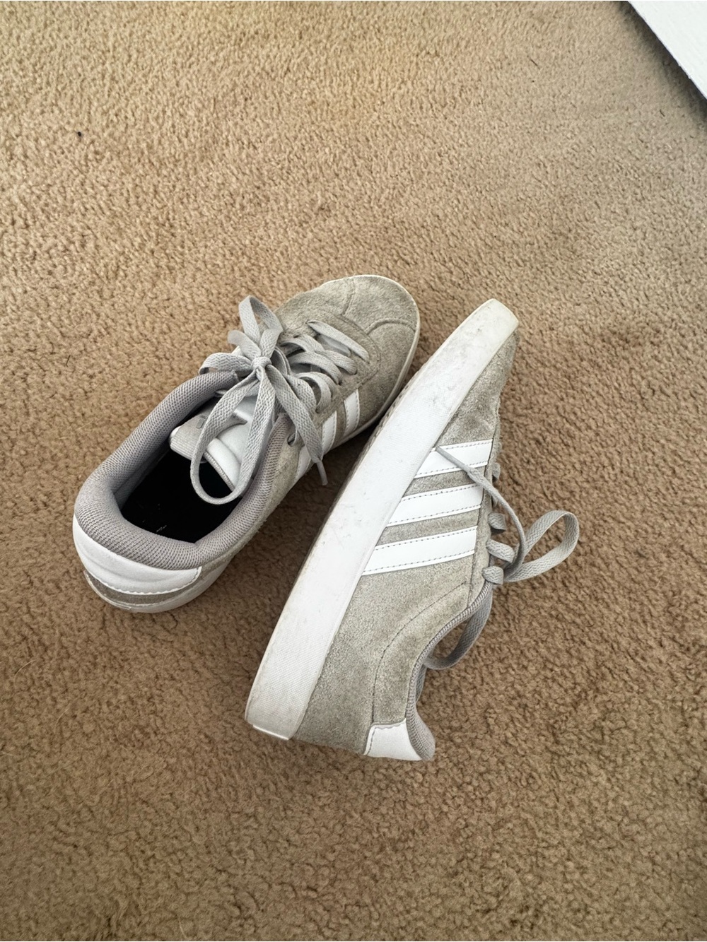 Grey Adidas Women's Suede Lace-Up Sneakers - Picture 2 of 3